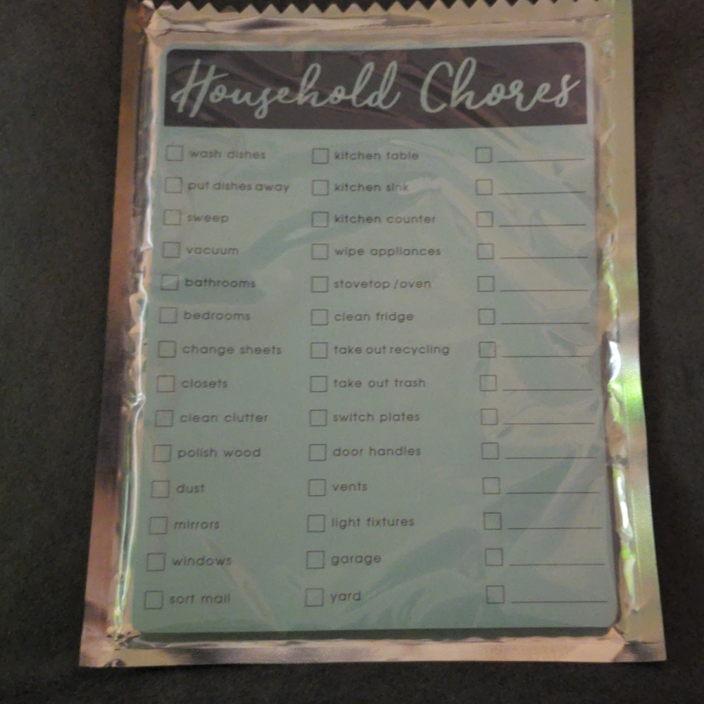 Household Chores Check List Pad With 40 Sheets
